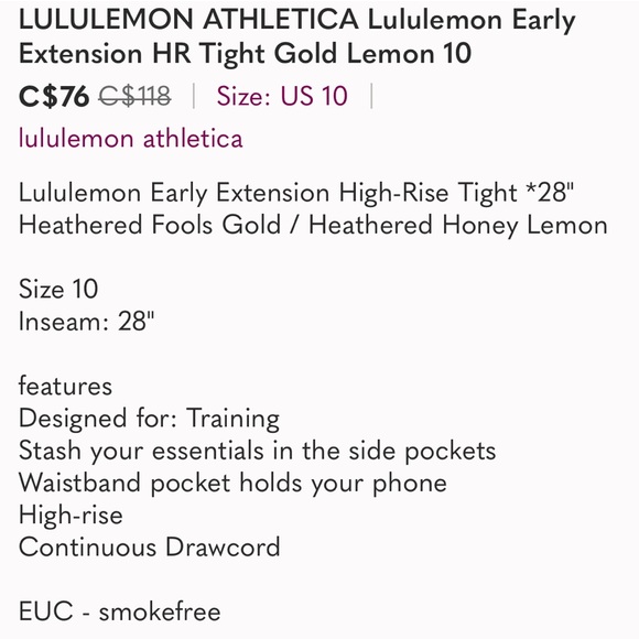 Lululemon Early Extension HR leggings - Picture 10 of 12